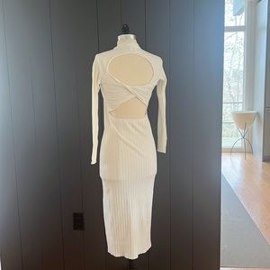 Stephen cotton white rib knit dress, back detail, one size (fits like a XS)